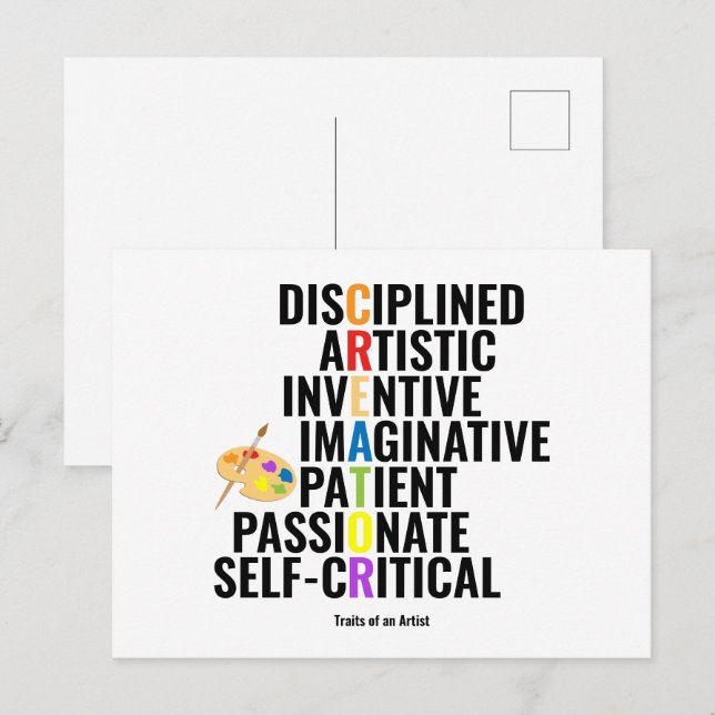 Carte Postale Traits d'un artiste (Devant / Derrière)