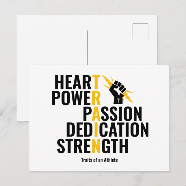 Carte Postale Traits d'un athlète (Devant / Derrière)