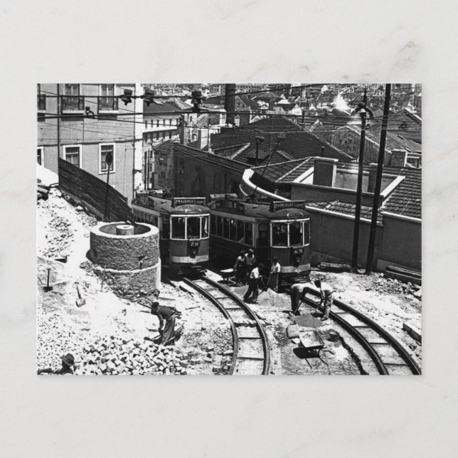 Carte Postale Trams 723 et 728 de Lisbonne des années 1950 (Devant)