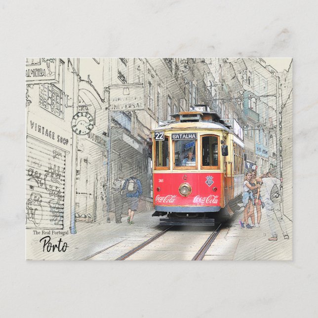 Carte Postale Trams de Porto Portugal (Devant)