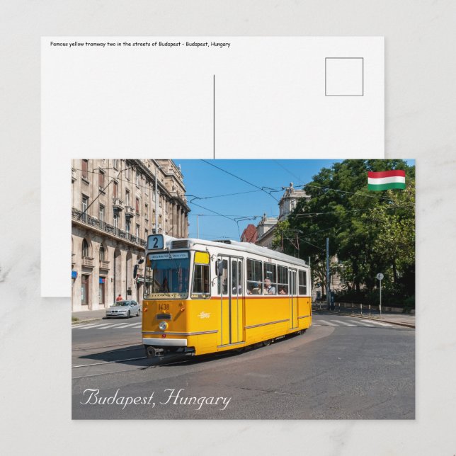 Carte Postale Tramway célèbre deux à Budapest, Hongrie (Devant / Derrière)