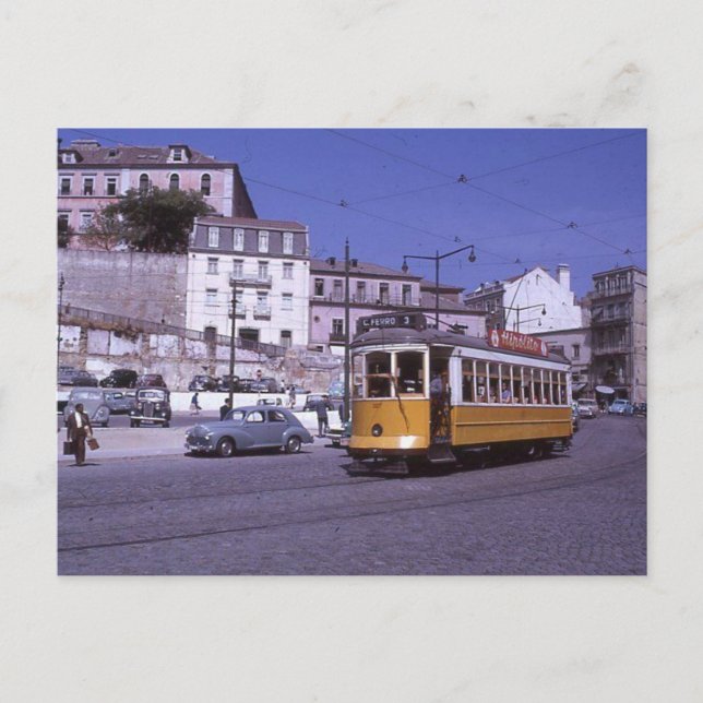 Carte postale tramway de Lisbonne Portugal 1962 (Devant)