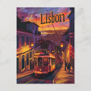 Carte Postale Tramway de Lisbonne vintage