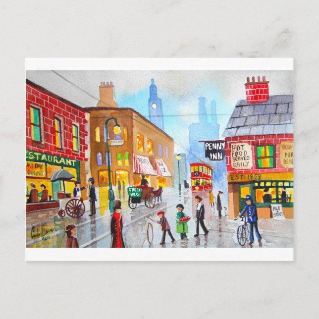 Carte Postale Tramway de peinture de rue d'inspiration faible (Devant)