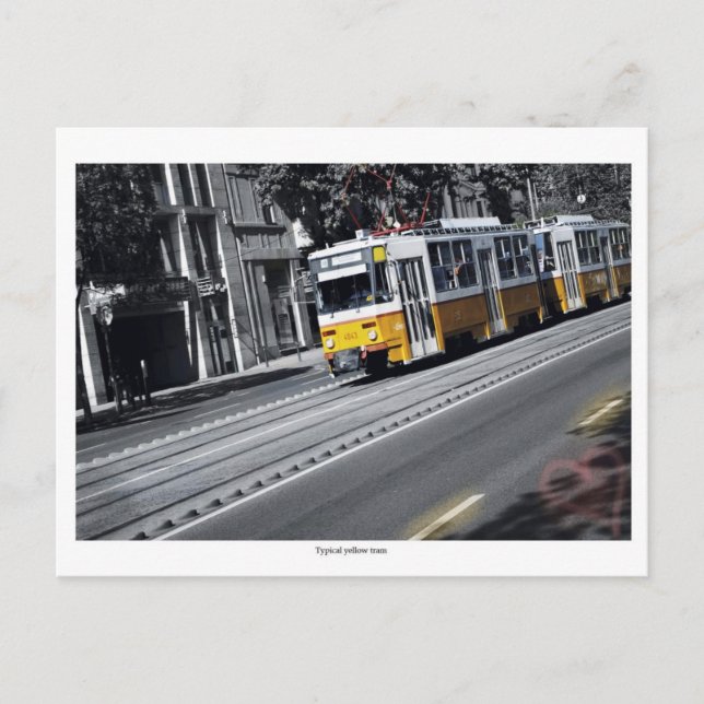 Carte Postale Tramway jaune à Budapest (Devant)
