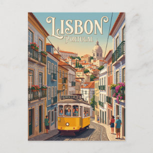 Carte Postale Tramway Jaune de Lisbonne Portugal