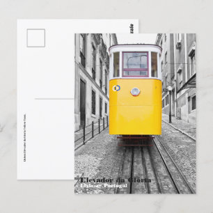 Carte Postale Tramway Lisbonne Elevador da Gloria Yellow. Photo 