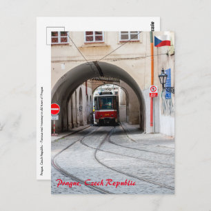 Carte Postale Tramway rouge dans la vieille ville de Prague - Ré