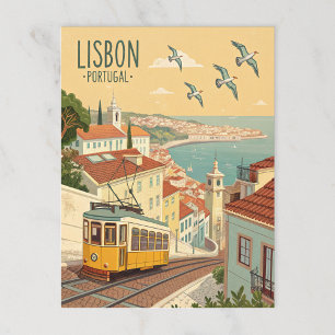 Carte Postale Tramway vintage Lisbonne Portugal