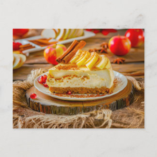 Carte Postale Tranche de cheesecake aux pommes et à la cannelle