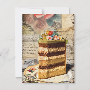 Carte Postale Tranche de gâteau de mariage