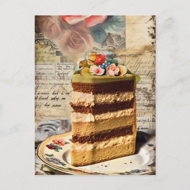 Carte Postale tranche de gâteau mariage (Devant)