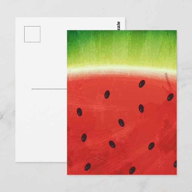 Carte Postale Tranche de pastèque géante en aquarelle mignonne e (Devant / Derrière)
