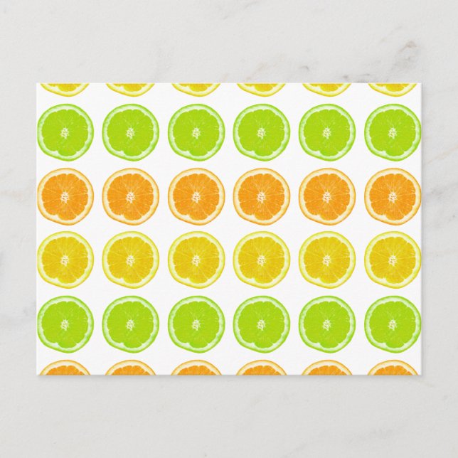 Carte Postale Tranches à points de citron vert, orange et citron (Devant)