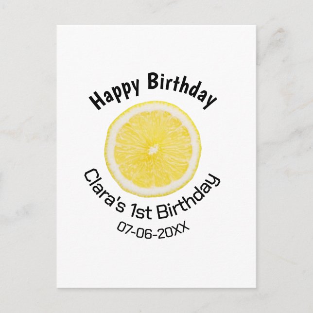 Carte Postale Tranches de citron pour 1er anniversaire bébé enfa (Devant)