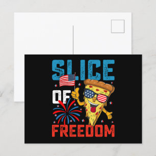 Carte Postale Tranches de liberté Lunettes de soleil Pizza USA 4