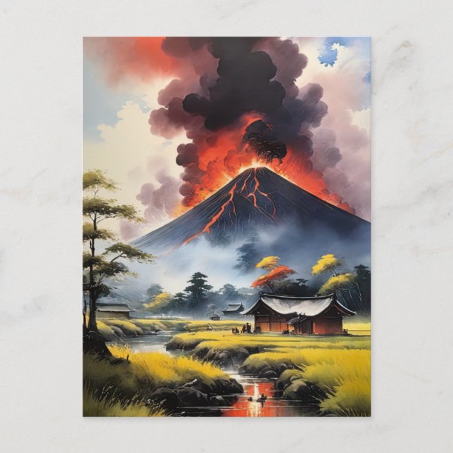 Carte Postale Tranquillité brisée par la fureur volcanique (Devant)