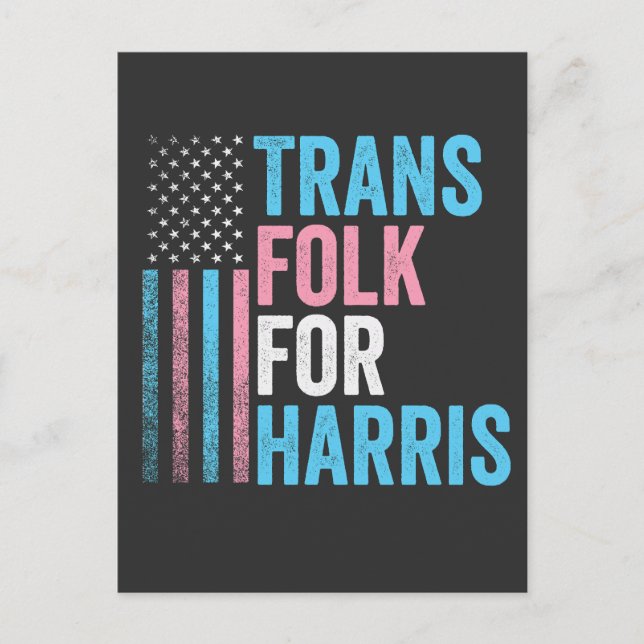 Carte Postale Trans Folk Pour Harris Election Transgenre LGBT (Devant)