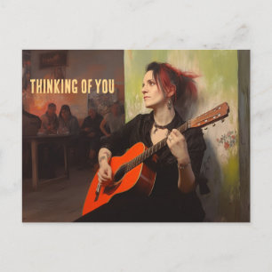 Carte Postale Transfemme jouant dans un bar le vendredi soir