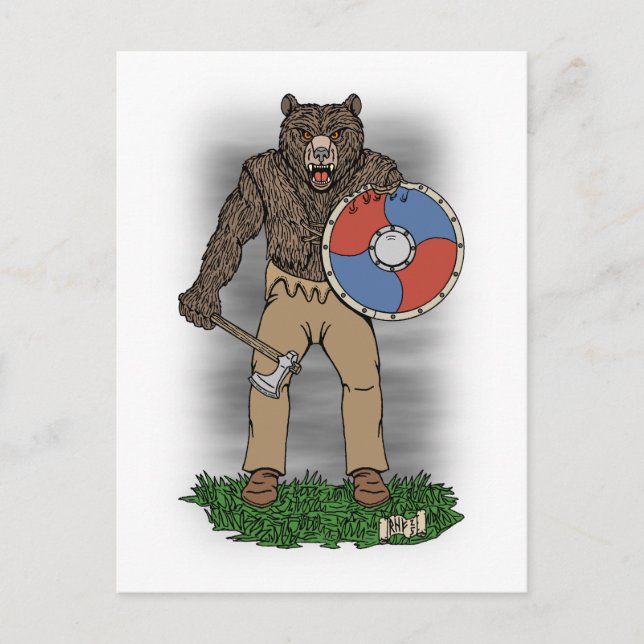 Carte Postale Transformé Viking Berserker ou Werebear (Devant)
