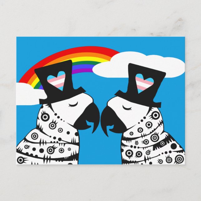 Carte Postale Transgenre Gay Perroquet Couple (Devant)