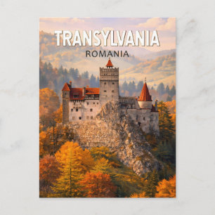 Carte Postale Transylvanie Illustration Voyage Art Rétro Roumani