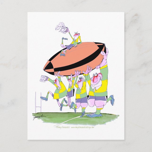 Carte Postale travail en équipe de rugby, tony fernandes (Devant)