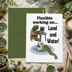Carte Postale Travail Flexible Grenouille Bureau Entreprise Humo