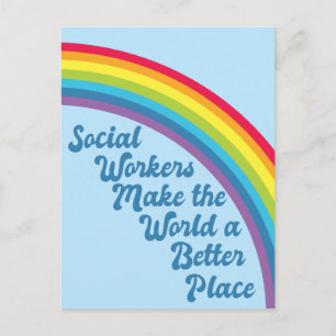 Carte Postale Travail social Citation inspirante Rainbow Blue
