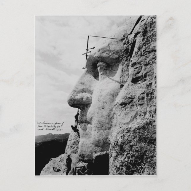 Carte Postale Travail sur George Washington Face Mount Rushmore (Devant)