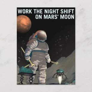 Carte Postale Travail vintage la nuit Shift Mars Recrutement
