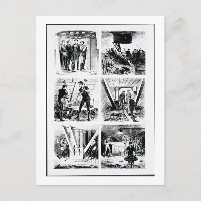 Carte Postale Travailler dans les caissons, construire Brooklyn  (Devant)