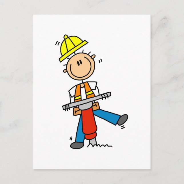 Carte Postale Travailleur de construction avec Jack Hammer (Devant)