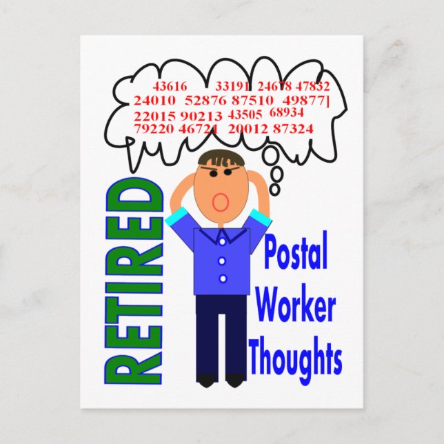 Carte Postale Travailleur de la poste à la retraite "Réflexions" (Devant)