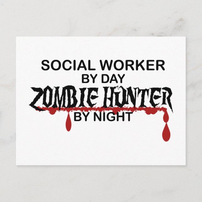 Carte Postale Travailleur social Zombie Hunter (Devant)