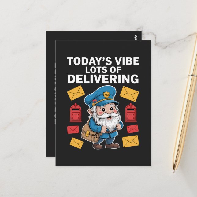 Carte Postale Travailleurs Postaux Gnomes Courrier (Devant/Arrière en situation)