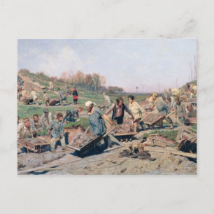 Carte Postale Travaux de réparation sur la voie ferrée, 1874