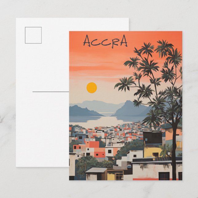 Carte Postale Travel Aesthetic Painting City Accra Ghana (Devant / Derrière)