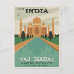 Carte Postale Travel India Taj Mahal /Carte postale Retro