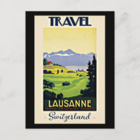 Travel Lausanne, Suisse poster vintage,