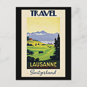 Carte Postale Travel Lausanne, Suisse poster vintage,