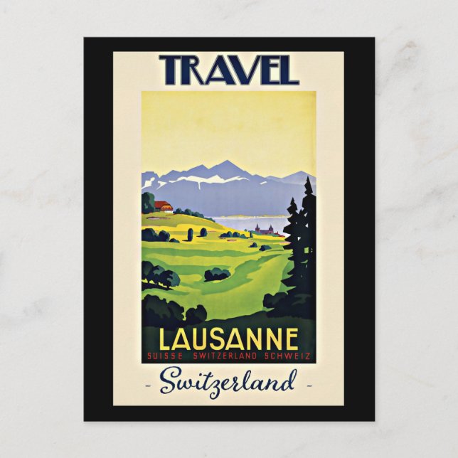 Carte Postale Travel Lausanne, Suisse poster vintage, (Devant)