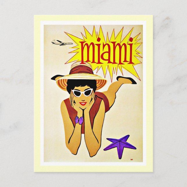 Carte Postale Travel Miami Florida Beach Vintage (Devant)