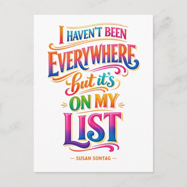 Carte Postale Travel Quote: It's on My List (Devant)