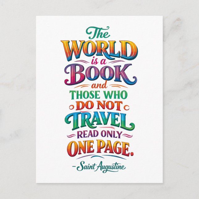 Carte Postale Travel Quote: The World Is a Book (Devant)