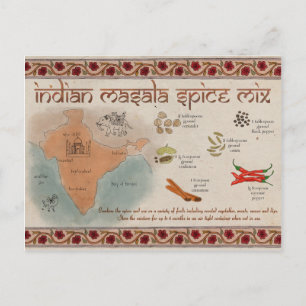 Carte Postale Travel Sketch Postcard: Indian Masala Spice Mix