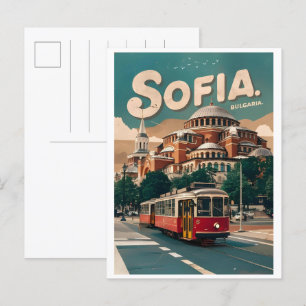 Carte Postale Travel Sofia, bulgarie cadeaux vintages ville tram