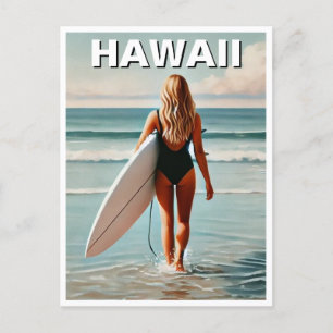 Carte Postale Travel Surf en Hawaii Surfer Girl