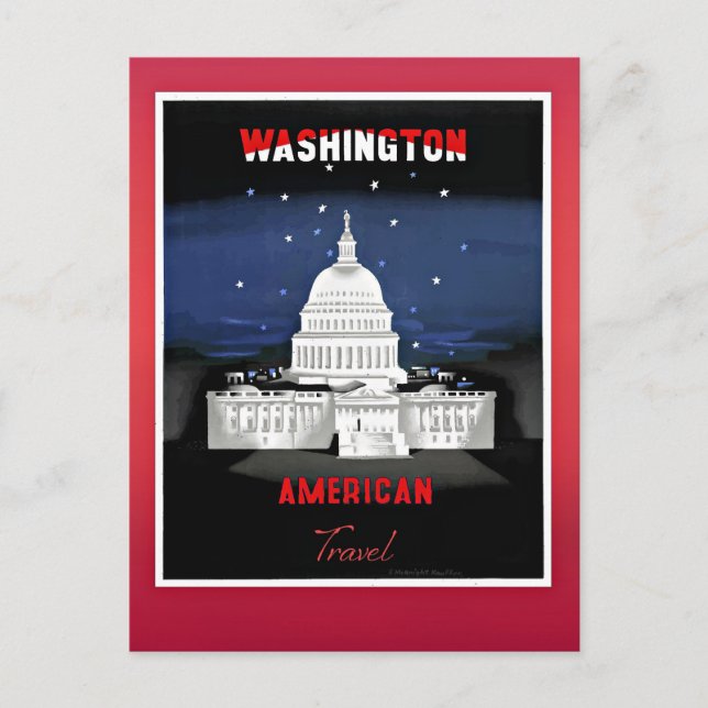 Carte Postale Travel Washington, poster vintage, (Devant)