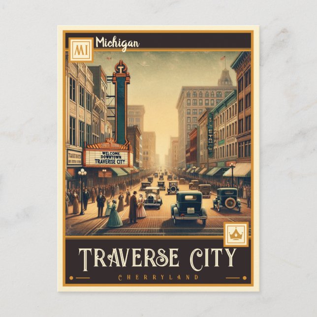 Carte Postale Traverse City, Michigan | VINTAGE (Devant)